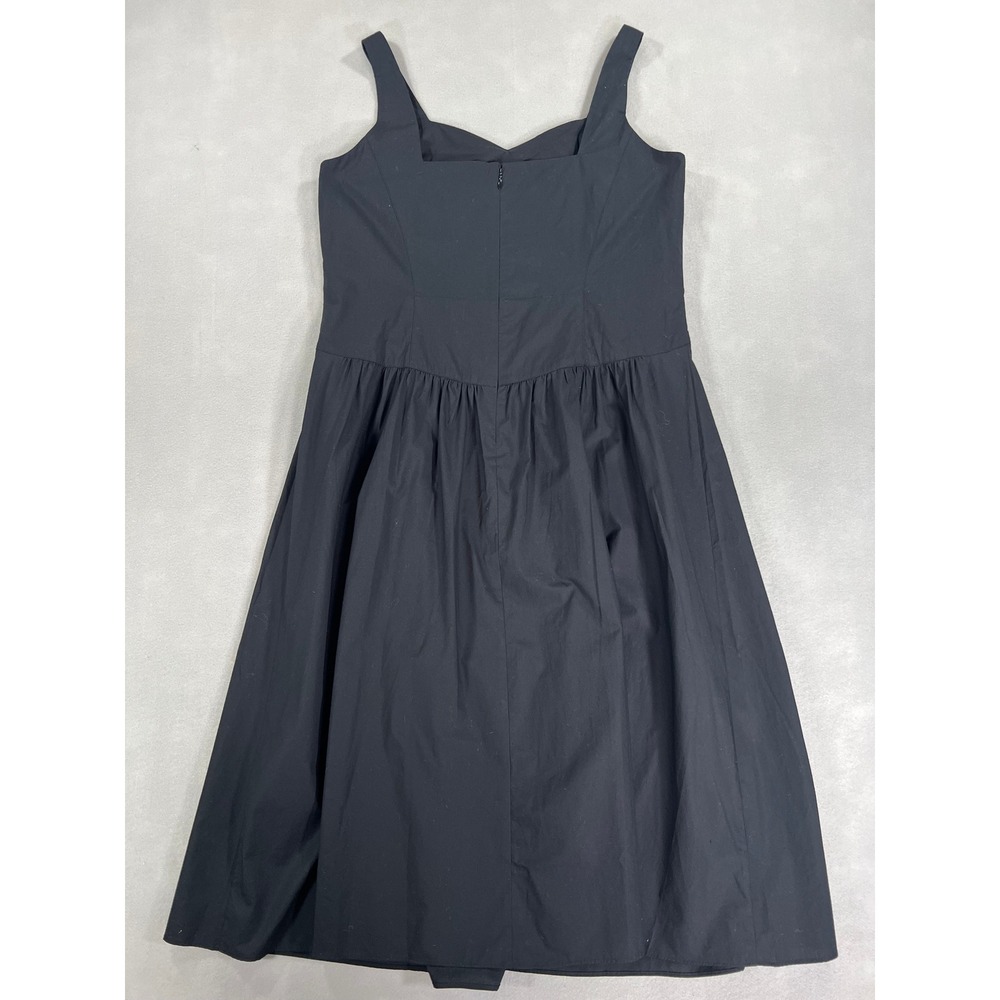 NWT Talbots Poplin Fit & Flare Black 100% Cotton Sleeveless Midi Dress Size 12 - Picture 8 of 8